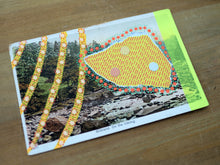 Load image into Gallery viewer, Yellow Orange Art Collage On Vintage Landscape Postcard