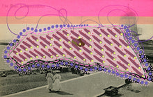 Load image into Gallery viewer, Purple And Pink Mixed Media Art Collage On Retro Postcard