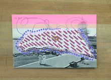 Load image into Gallery viewer, Purple And Pink Mixed Media Art Collage On Retro Postcard