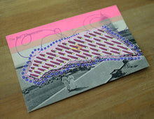 Load image into Gallery viewer, Purple And Pink Mixed Media Art Collage On Retro Postcard