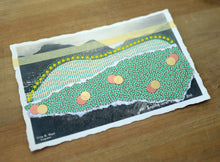 Load image into Gallery viewer, Pastel Yellow And Green Mixed Media Art Collage On Vintage Postcard Of Lugano