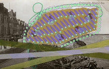 Load image into Gallery viewer, Green Purple Collage On Retro Postcard Print