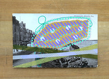 Load image into Gallery viewer, Green Purple Collage On Retro Postcard Print