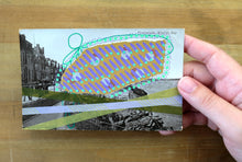 Load image into Gallery viewer, Green Purple Collage On Retro Postcard Print