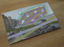 Load image into Gallery viewer, Green Purple Collage On Retro Postcard Print