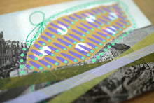 Load image into Gallery viewer, Green Purple Collage On Retro Postcard Print