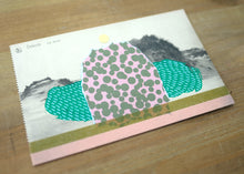 画像をギャラリービューアに読み込む, Rose Pink And Green Organic Abstract Art Collage Composition On Vintage Ostende Postcard