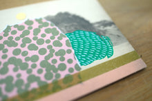 画像をギャラリービューアに読み込む, Rose Pink And Green Organic Abstract Art Collage Composition On Vintage Ostende Postcard