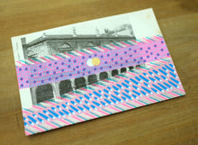 Load image into Gallery viewer, Vintage City View Postcard Altered With Pink Colours
