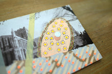 Load image into Gallery viewer, Beige Yellow Mixed Media Abstract Art Collage Composition On Vintage Postcard