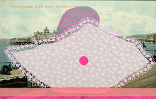 Load image into Gallery viewer, Pink Mixed Media Abstract Collage On Vintage Morecambe Postcard