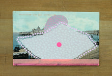 Load image into Gallery viewer, Pink Mixed Media Abstract Collage On Vintage Morecambe Postcard