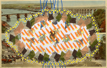 Load image into Gallery viewer, Orange And Yellow Collage Art On Vintage Postcard
