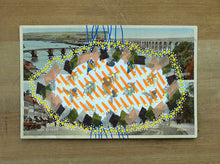 Load image into Gallery viewer, Orange And Yellow Collage Art On Vintage Postcard