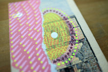 Load image into Gallery viewer, Pink And Yellow Abstract Art Composition On Vintage Postcard Illustration