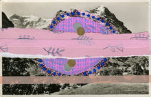 Load image into Gallery viewer, Red, Pink And Purple Collage Art Composition On Retro Postcard