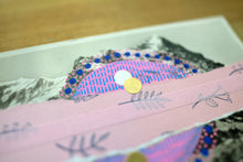 Load image into Gallery viewer, Red, Pink And Purple Collage Art Composition On Retro Postcard