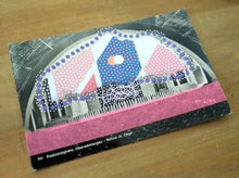 Load image into Gallery viewer, Pink Purple Abstract Mixed Media Art Collage On Vintage Postcard
