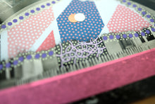 Load image into Gallery viewer, Pink Purple Abstract Mixed Media Art Collage On Vintage Postcard