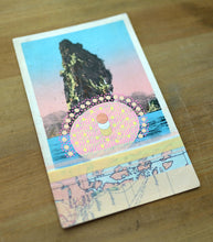 Load image into Gallery viewer, Ombre Pink, Beige And Light Blue Collage On Vintage Retro Postcard