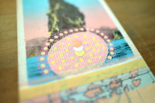 Load image into Gallery viewer, Ombre Pink, Beige And Light Blue Collage On Vintage Retro Postcard