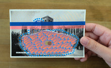 将图片加载到图库查看器,Neon Red And Blue Collage On Vintage York Minister Postcard