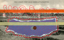 Load image into Gallery viewer, Red Purple Collage On Vintage Littlehampton Postcard