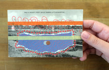 Load image into Gallery viewer, Red Purple Collage On Vintage Littlehampton Postcard