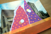 Load image into Gallery viewer, Red, Orange And Purple Mixed Media Abstract Art On Retro Postcard