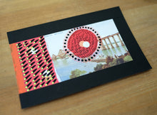 Load image into Gallery viewer, Black Red Collage Art On Vintage Forth Bridge Postcard