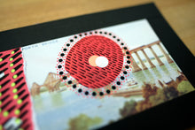 Load image into Gallery viewer, Black Red Collage Art On Vintage Forth Bridge Postcard