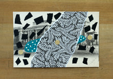 Load image into Gallery viewer, Black Green Collage On Retro Vintage Postcard