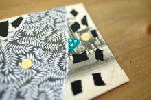 Load image into Gallery viewer, Black Green Collage On Retro Vintage Postcard