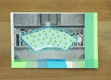 Load image into Gallery viewer, Neon Green And Light Blue Collage On Retro Postcard