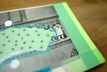 Load image into Gallery viewer, Neon Green And Light Blue Collage On Retro Postcard