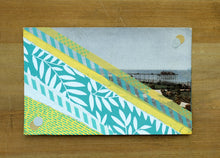 Load image into Gallery viewer, Pastel Yellow And Mint Green Abstract Collage On Retro Postcard