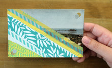 Load image into Gallery viewer, Pastel Yellow And Mint Green Abstract Collage On Retro Postcard