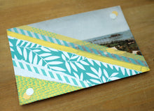 Load image into Gallery viewer, Pastel Yellow And Mint Green Abstract Collage On Retro Postcard