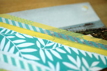 Load image into Gallery viewer, Pastel Yellow And Mint Green Abstract Collage On Retro Postcard