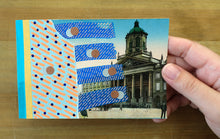 Load image into Gallery viewer, Neon Orange And Blue Collage Art On Retro Vintage Postcard