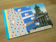 Load image into Gallery viewer, Neon Orange And Blue Collage Art On Retro Vintage Postcard