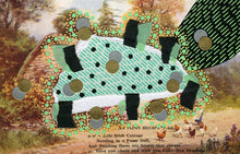 Load image into Gallery viewer, Black And Mint Green Mixed Media Collage On Vintage Natural Landscape Postcard