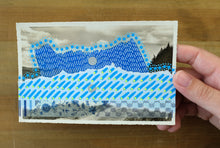 Load image into Gallery viewer, Blue, Turquoise And Neon Yellow Art On Retro Postcard