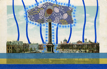 Load image into Gallery viewer, Turquoise Blue Art Collage On Retro Vintage Postcard