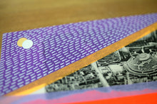 Load image into Gallery viewer, Neon Red And Purple Mixed Media Collage On Retro Postcard