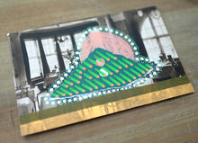 Load image into Gallery viewer, Green Orange Neon Art Collage On Vintage Interiors Photo Postcard