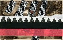 Load image into Gallery viewer, Black, White And Neon Red Mixed Media Collage On Retro Postcard