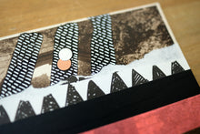 Load image into Gallery viewer, Black, White And Neon Red Mixed Media Collage On Retro Postcard