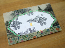 Load image into Gallery viewer, Pastel Floral Abstract Collage Composition On Vintage Postcard