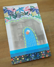 Load image into Gallery viewer, Neon Yellow And Turquoise Floral Abstract Art Collage On Retro Postcard